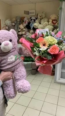 Букет + мягкая игрушка